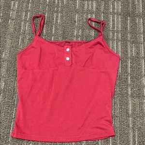 Brandy Melville Red Camisole with Button Detail